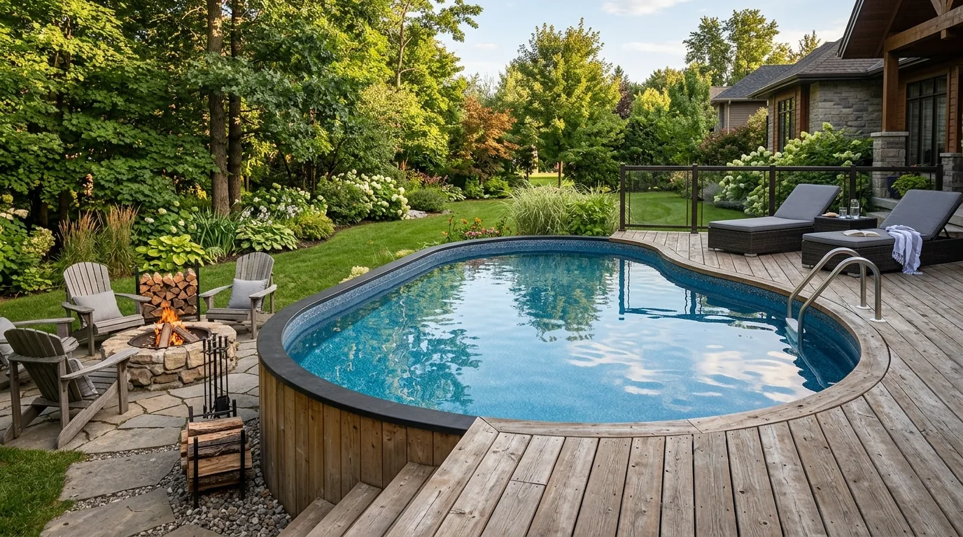 Simple Semi Inground Backyard Pool